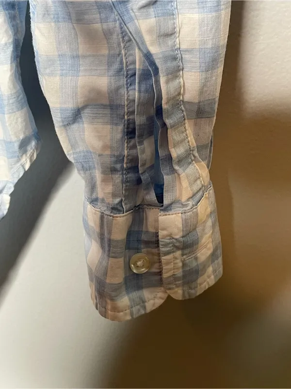 Frank & Eileen Frank Blue White Gingham Cotton Button Up Preppy Casual Shirt XXS - Image 3
