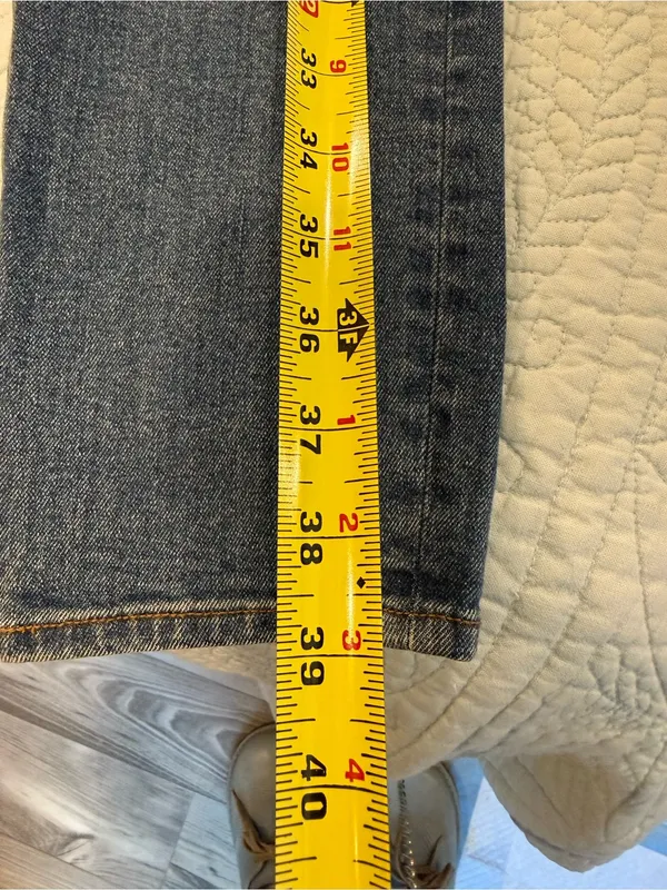 Quince Organic Cotton Slim Straight Jeans 30x30 Mid Rise Stretch Blue - Image 6