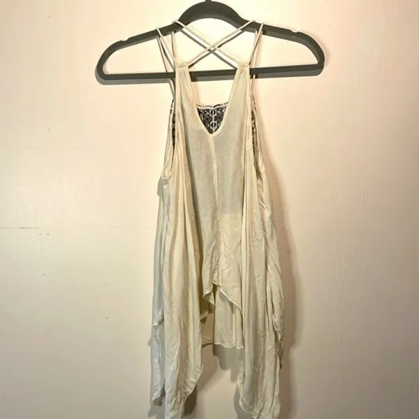 Abercrombie & Fitch- Boho Cream Flowy Embroidered Halter Criss-Cross Top- Size S - Image 2