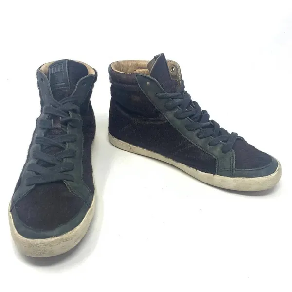 Frye Dylan Calf Hair High‎ Top Sneakers Black Size US 6.5 - Image 4