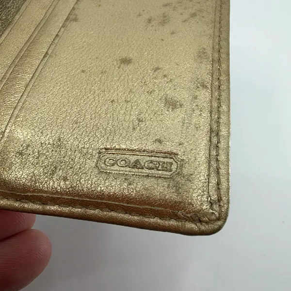 Coach Gold Signature C Canvas Card Case - Image 8