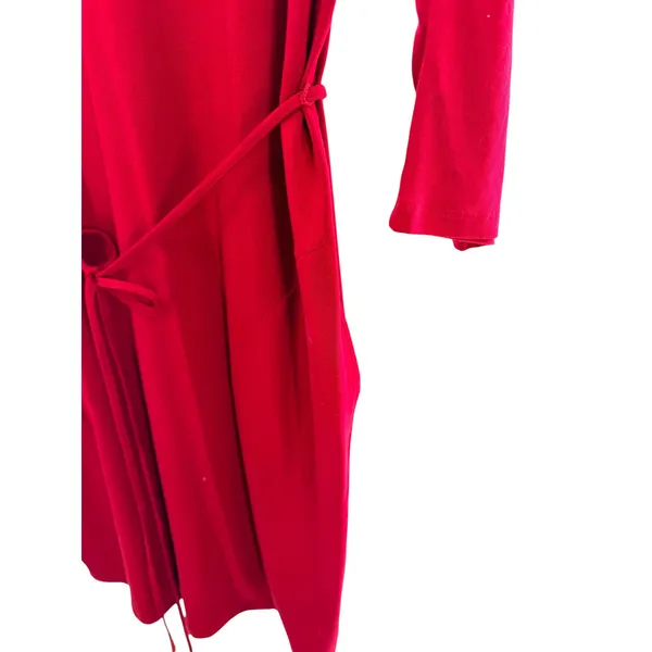 Garnet Hill Womens‎ Burgundy Tencel Lyocell Tie Waist Pocket Dress Red Size M - Image 2
