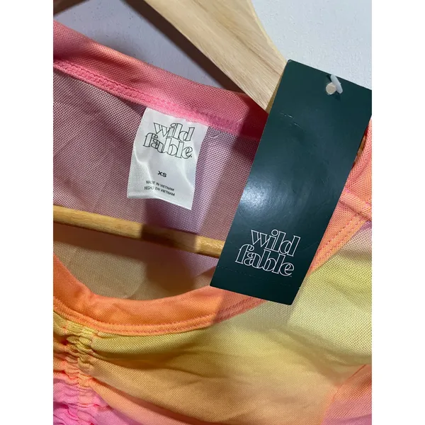 Wild‎ Fable Mesh Ruched Crop Top Womens XS Pink Orange NWT Summer Festival - Image 5