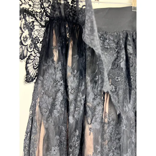 Black Lace Layered Peplum Midi Skirt Whimsygoth Gothic Romance XS - Image 12