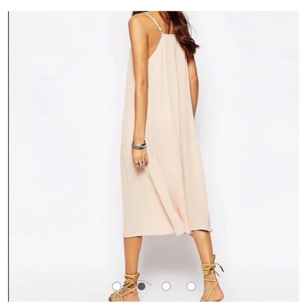 Some Days‎ Lovin Peach Button Front Wide Leg Jumpsuit XS Pockets Boho Summer - Image 3