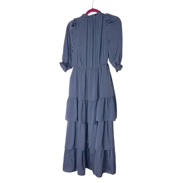 Melloday Women's Medium Elegant Blue Tiered Midi Dress - Image 3