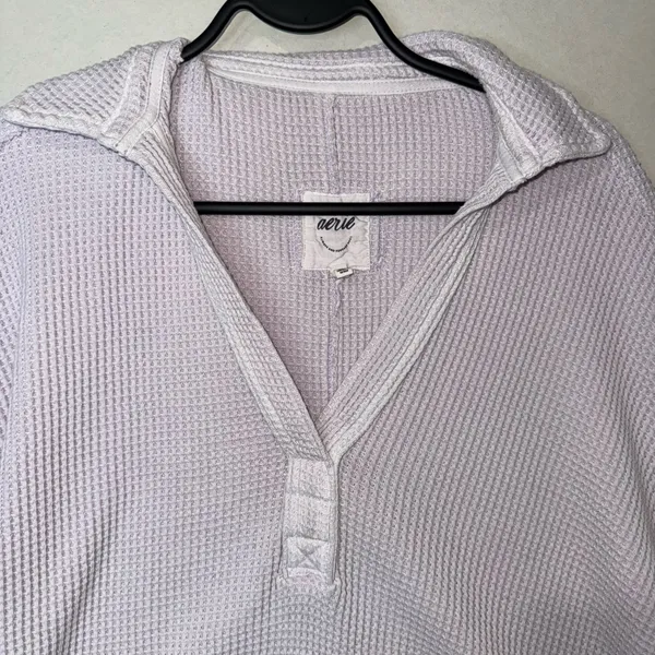 Aerie Lumberjane Waffle Polo Sweatshirt Size XS - Image 5