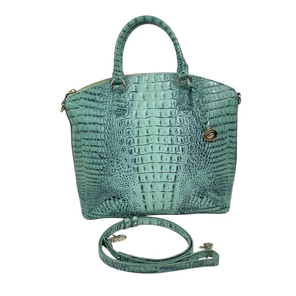 Brahmin Large Duxbury Satchel Bag Biscay Melbourne Blue Green Leather Croc - Image 3