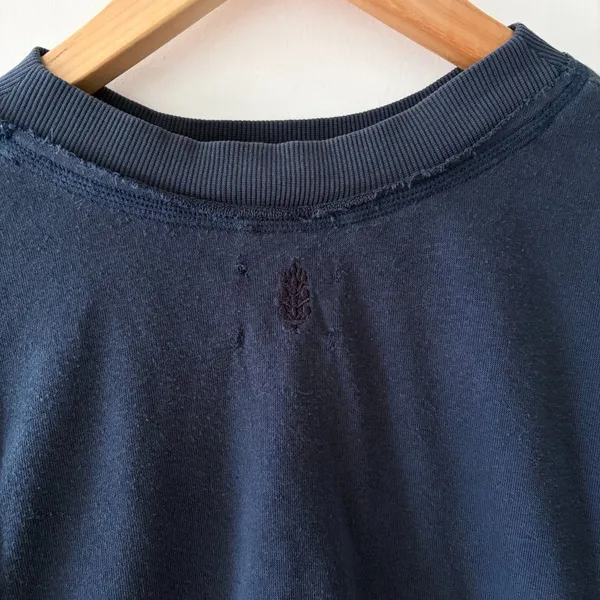 FREE PEOPLE Blue Terry Cotton Blend Crewneck Thumbhole Crop Sweatshirt Womens XS - Image 4