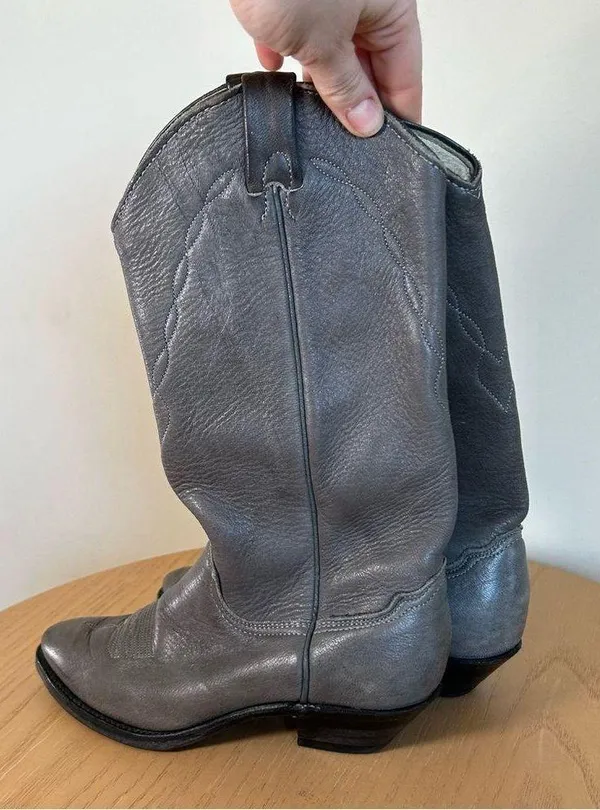 Western Cowboy Cowgirl boots Women's 6.5M Gray‎ Leather Upper - Image 4