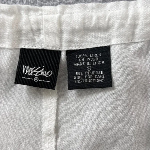 Vintage Y2K Mossimo Linen Wide Leg Cargo Pants White Drawstring Women's Small - Image 5
