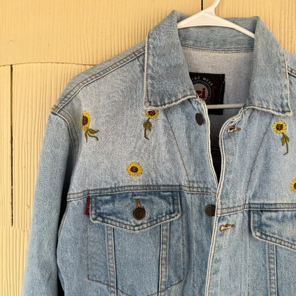 L.E.I Vintage Sunflower Denim Jacket Yellow - Image 2