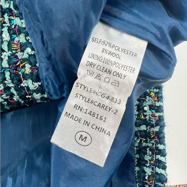 BuddyLove Blue Green‎ and Gold metallic tweed Blazer dress Size Medium - Image 10