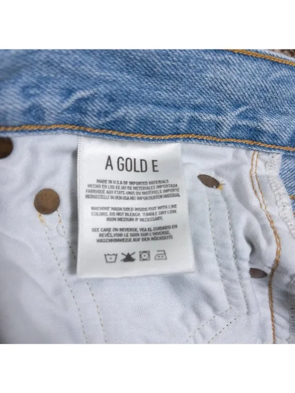 Agolde Jamie High Rise Classic Jean 27 Blue Distressed Button Fly Raw Hem Cotton - Image 7