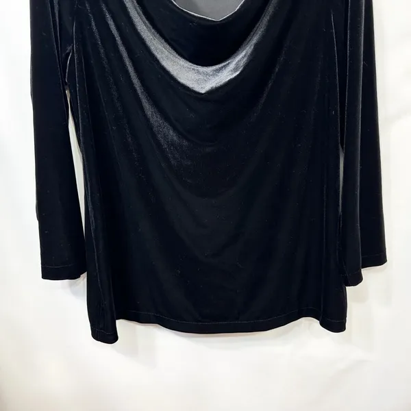 Lands End Large Top Black Velvet Cowl‎ Neck Holiday Formal Evening Witchy 190 - Image 4