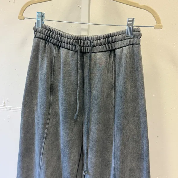 Zara Gray Acid Wash Wide Leg Seam Front‎ Sweatpants Streetwear 3199/804 Small - Image 3