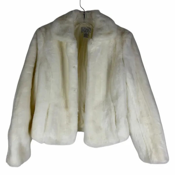 Ann Taylor LOFT Faux Fur Short Jacket White Size 4P - Image 8