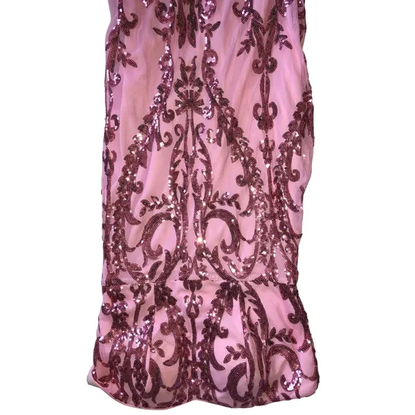 Pink Sequined Mermaid Evening Gown Size M Prom Pageant Ethereal Fairy Miss Ord - Image 3