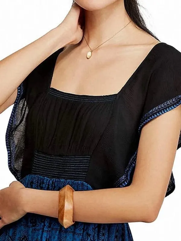 Free People In Search of Paradise Blue & Black Midi Dress - Image 2