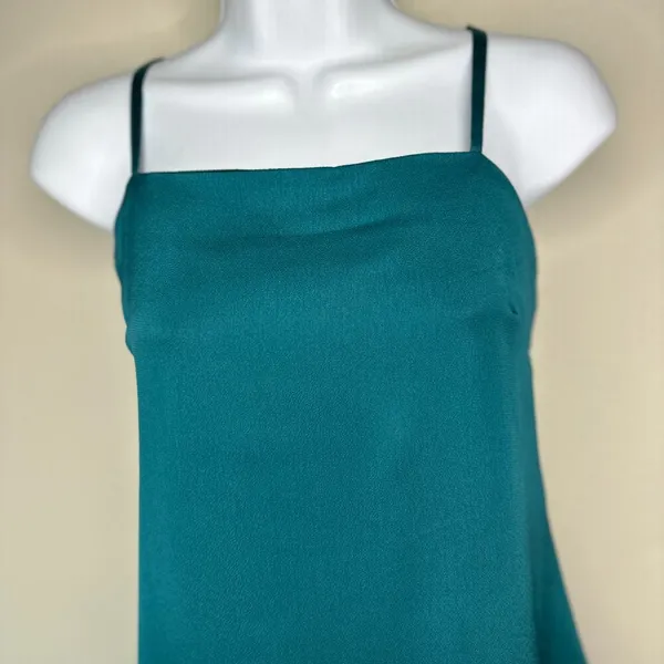 NWT Thirty Thirty Feather Trimmed Cocktail Party Slip Dress in Emerald Size M - Image 3