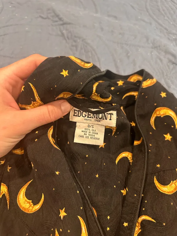 100% silk star and moon robe Black - Image 3
