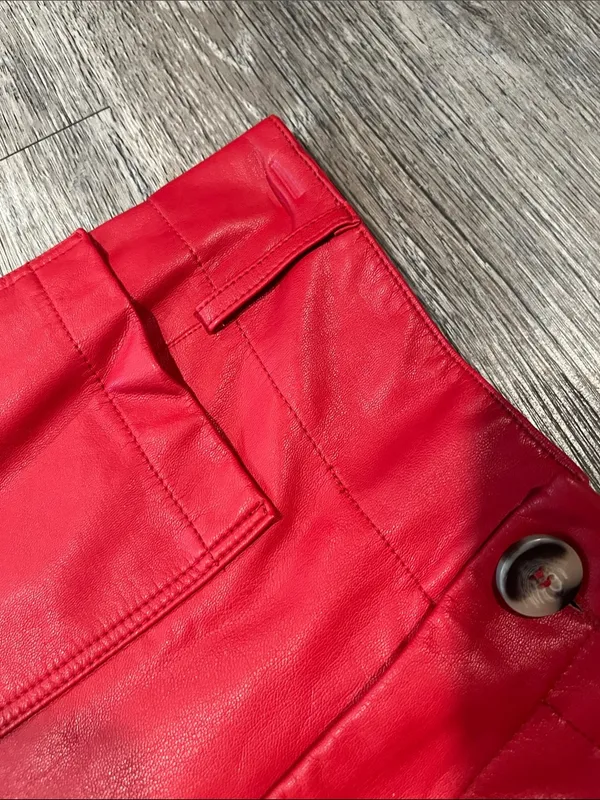 Anthropologie NWOT Maeve The Colette Cropped Vegan Leather Pants – Red - Image 9