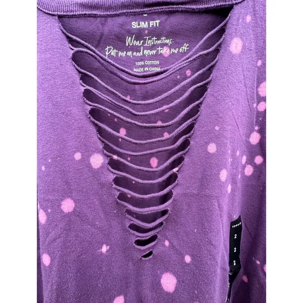 Torrid Slasher Purple Pink Tie Dye Distressed Slim Fit Tank Top 2X 18/20 NWOT - Image 4