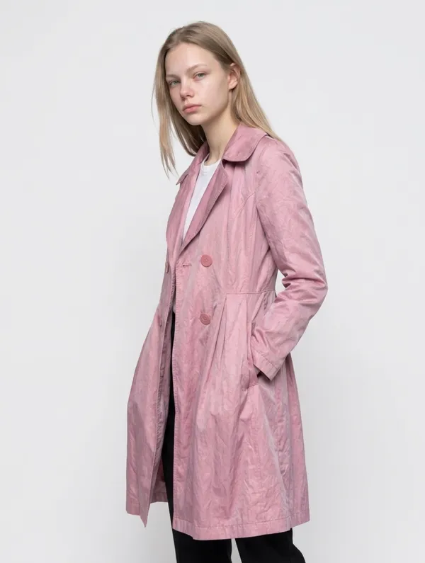 Pink Stylish DKNY Fitted Trench Coat XS - Image 3