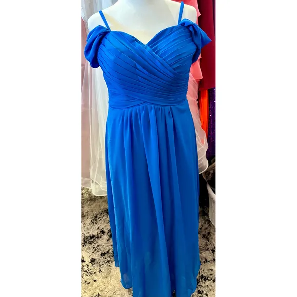 Royal Blue Off Shoulder‎ Prom Dress Lace Up Corset Back Chiffon Gown Size 12 - Image 5