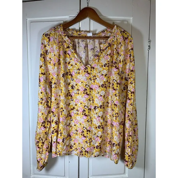 Gap Cottage Peasant Blouse Top Women XL‎ Floral Ruffle Boho Bloomcore Flowy - Image 3