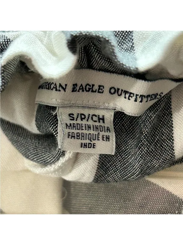American Eagle Outfitters Gray White Striped Paperbag Pants - Image 5
