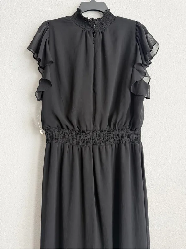 MSK Chiffon Smocked-Trim Flutter-Sleeve Wide-Leg Jumpsuit in Black, Size XL, NWT - Image 7