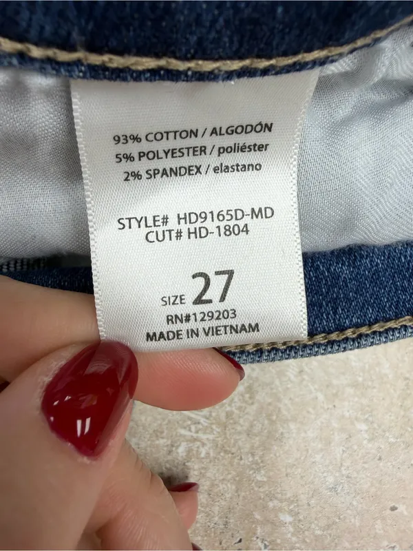 Hidden Wide Leg Distressed Hem Blue Jeans - Image 4