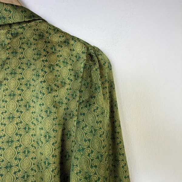 Urban Outfitters medium satin 70's retro disco willow tie green 60's party - Image 10