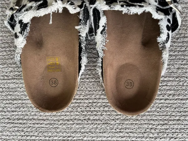 Cow Print Canvas Slip On Slides Mules Clogs in Black and White Size 38 - Image 5