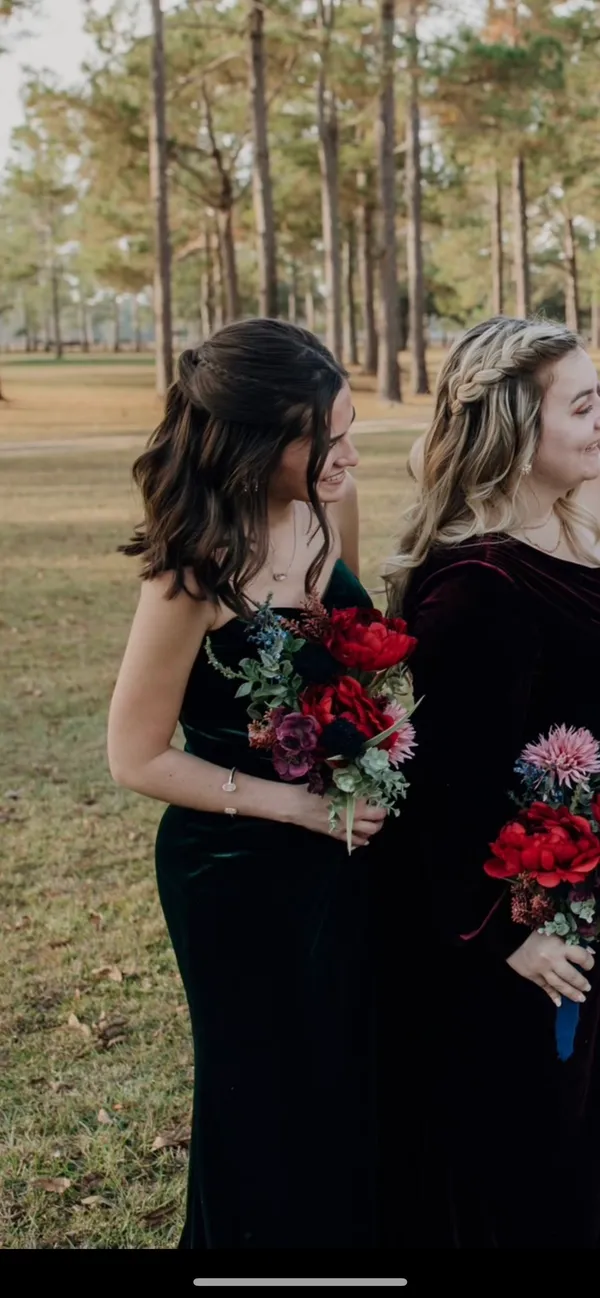Revelry Emerald 614 Velvet Bridesmaid Dress - Image 3