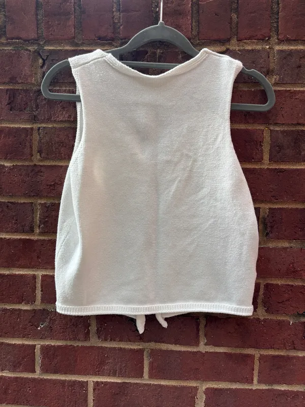 Knit Open Front Vest White - Image 4