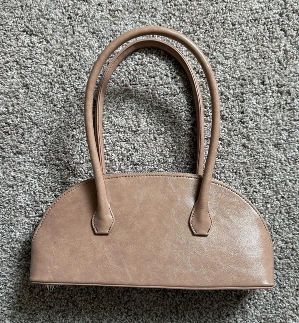 NA-KD tan brown mini bowling bag purse - Image 4