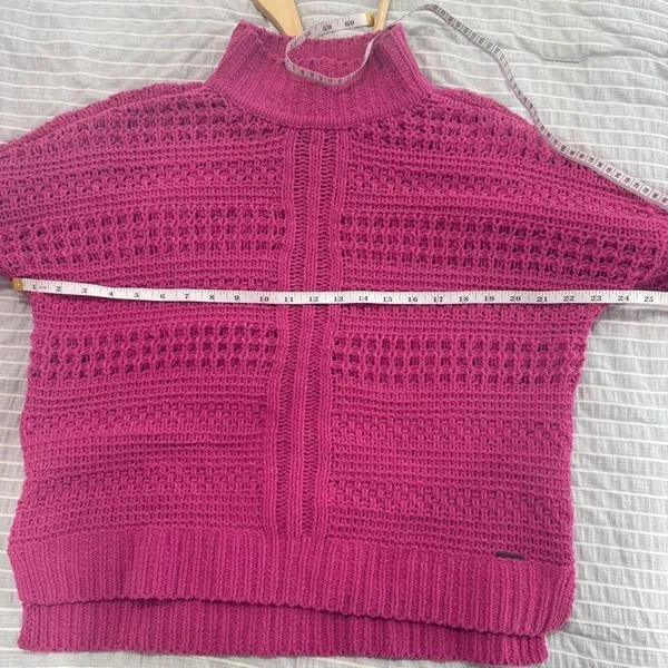 Hot Pink Abercrombie and Fitch Chenille Mock Neck Sweater‎ Medium - Image 6