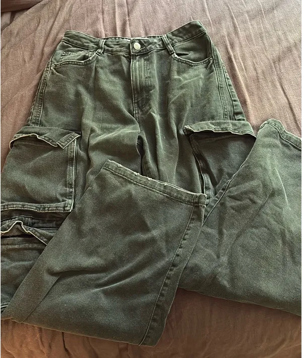 Adrene Cargo Jeans Black Green Size 05 - Image 3