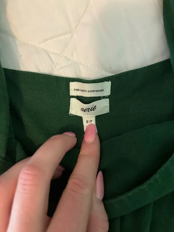 Aerie Green Dress Mini Ruffle Dress With Pockets - Image 5
