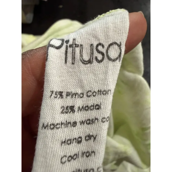 Pitusa Tie Dye Maxi Dress Lime Green Pink Trim‎ Pima Cotton Modal Petite Peru - Image 7