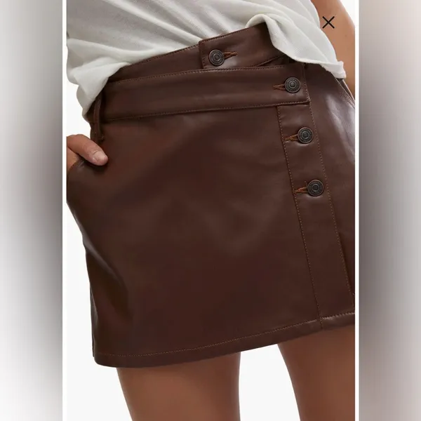 Free People NWT Wynne chocolate vegan skirt -29 - Image 5