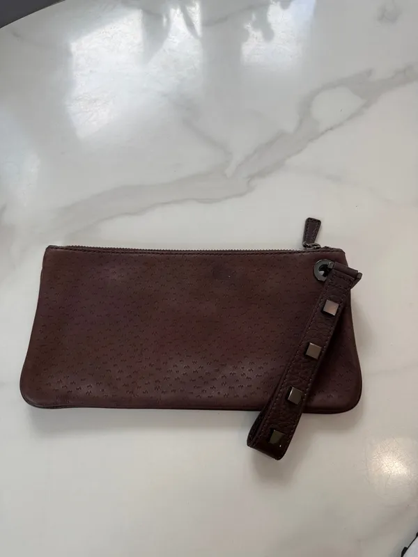 Brown Leather Wristlet Clutch - Slim Zip Pouch - Image 6