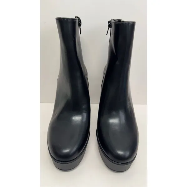 Alfani Boots Size 8.5 Black Almond Toe Faux Leather High Heel Side Zip NEW‎ - Image 4