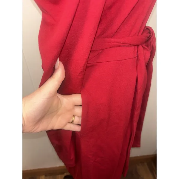 ll bean red‎ long sleeve belted midi dress size 10 reg - Image 3