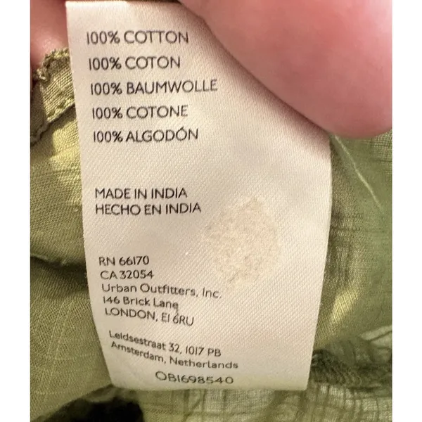 Anthropologie Olive Green Ruffle Flutter Sleeve Babydoll Knit Top 100% Cotton XL - Image 5