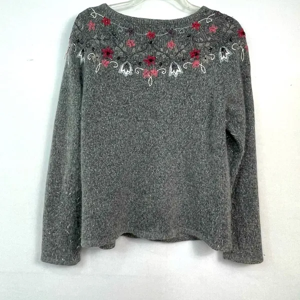 Silk & Angora Embroidered Cardigan Size L - Image 2
