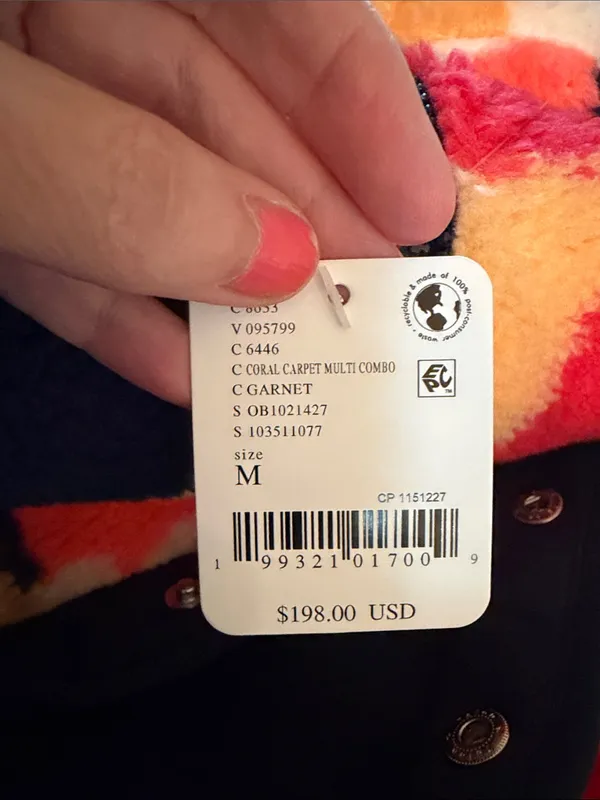 Free People Hit The Slopes Fleece Jacket Womens Coral Carpet Retro Casual Cozy - Image 4