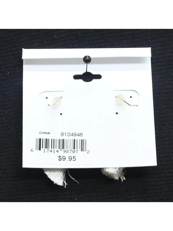 NWT Periwinkle by Barlow Fringe Dangly Drop Earrings Gold / White Multi 2" - Image 2